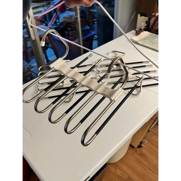 3 Space Saving 5 Tier Anti-Slip Pant Hangers - Picture 3 of 4